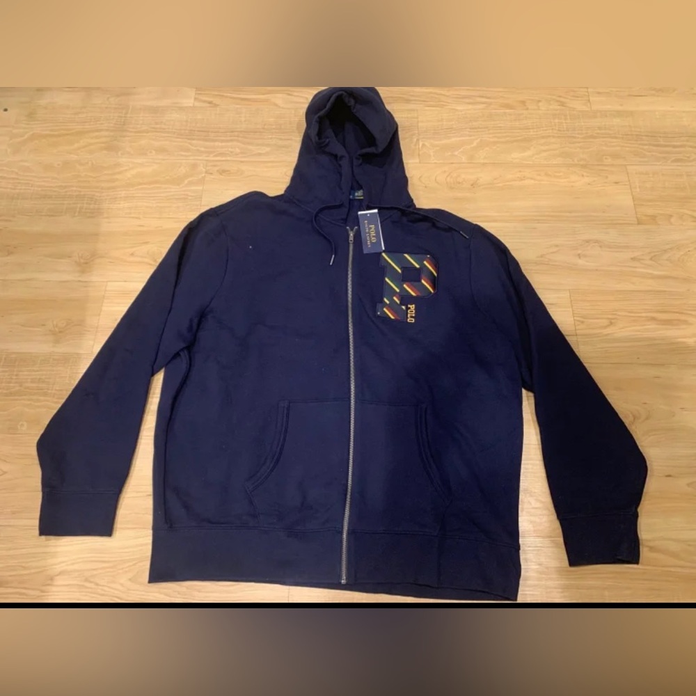 Polo Ralph Lauren Men’s P Patch Logo Full Zip Cotton Blend Hoodie Navy NWT M-XL